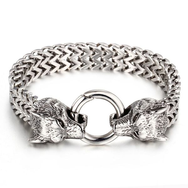 link, chain punk rock retro men animal wolf head bracelet vintage heavy silver color stainless steel lion skull bracelets boy biker jewelry, Black
link, chain punk rock retro men animal wolf head bracelet vintage heavy silver color stainless steel lion skull bracelets boy biker jewelry, Black