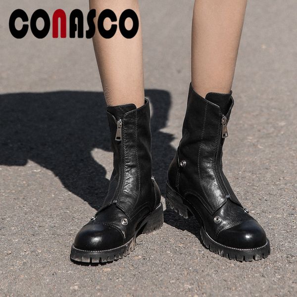 boots conasco casual outdoor women ankle front zipper shoes woman low heels autumn winter genuine leather motorcycle, Black
boots conasco casual outdoor women ankle front zipper shoes woman low heels autumn winter genuine leather motorcycle, Black