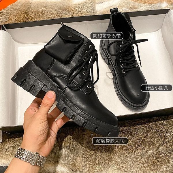 2020 fashion pocket boot for women boots thick bottom lace up combat runway buckle strap ankle boot botas mujer, Black
2020 fashion pocket boot for women boots thick bottom lace up combat runway buckle strap ankle boot botas mujer, Black