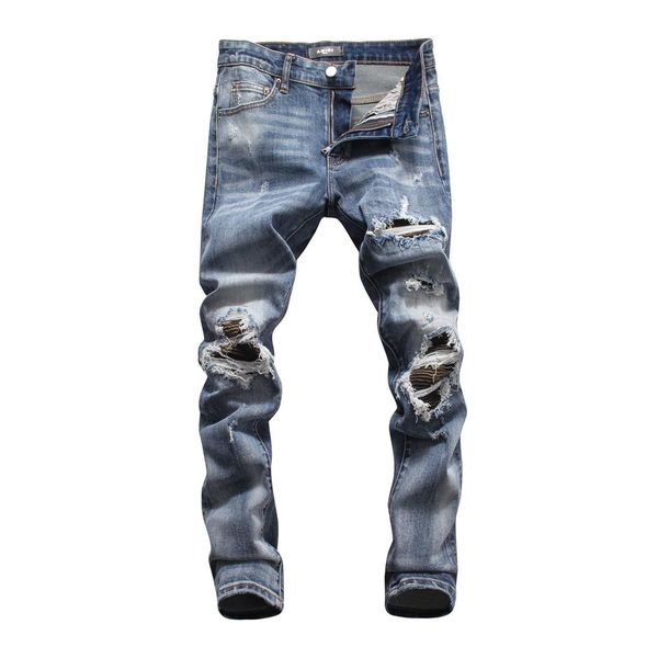 clothes wholesale amir i jeans mens luxury designer jeans brand baggy biker high waisted ripped rock miri jeans pants trousers a20, Blue 
clothes wholesale amir i jeans mens luxury designer jeans brand baggy biker high waisted ripped rock miri jeans pants trousers a20, Blue