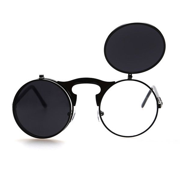 2020 flip up steampunk sunglasses men round vintage mens sunglass fashion glasses hip hop sunglass, White;black 
2020 flip up steampunk sunglasses men round vintage mens sunglass fashion glasses hip hop sunglass, White;black