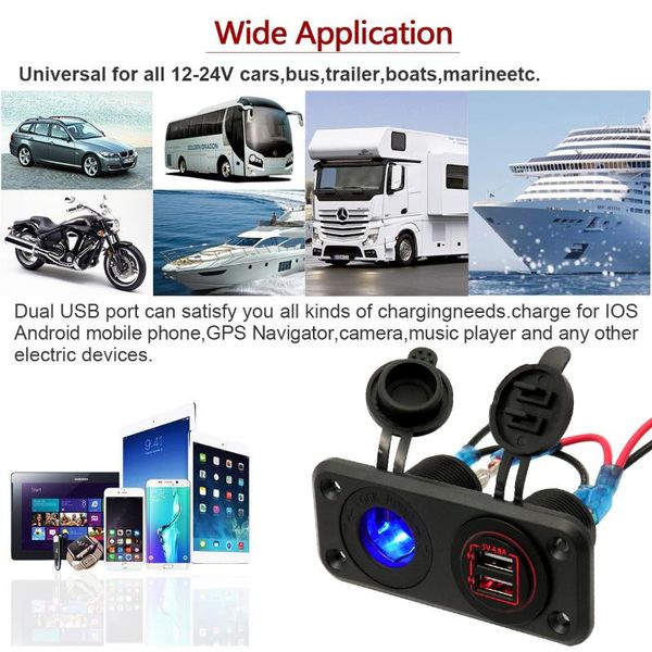 new quality dual usb charger and socket panel mount marine 12 volt power socket car styling
new quality dual usb charger and socket panel mount marine 12 volt power socket car styling