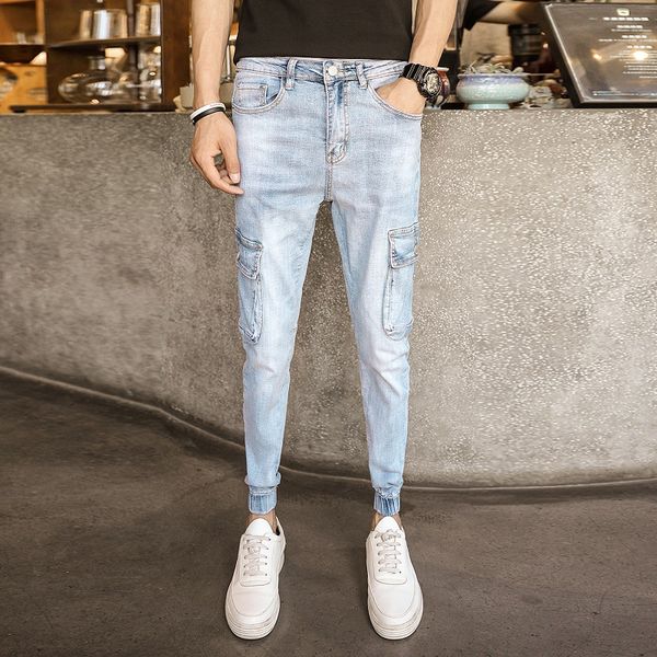 wholesale 2020 light-colored denim jeans men's summer thin foot pants korean style trend tight-fit casual street pencil pants, Blue
wholesale 2020 light-colored denim jeans men's summer thin foot pants korean style trend tight-fit casual street pencil pants, Blue