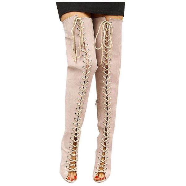 fashion women flock zipper peep toe high boots lace-up over-the-knee cross strappy high heel vintage suede shoes botas mujer, Black
fashion women flock zipper peep toe high boots lace-up over-the-knee cross strappy high heel vintage suede shoes botas mujer, Black