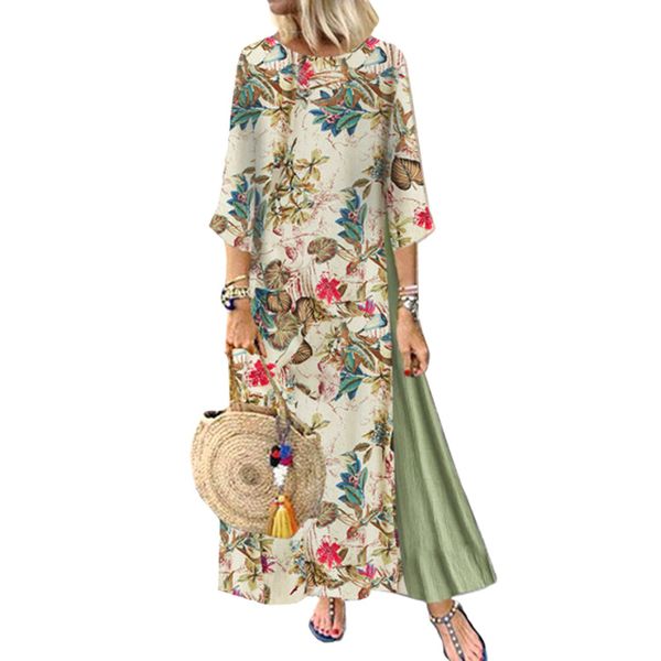 casual dresses vintage women autumn floral printed plus size 5xl vestidos dress splicing o neck 3/4 sleeve maxi robe female, Black;gray
casual dresses vintage women autumn floral printed plus size 5xl vestidos dress splicing o neck 3/4 sleeve maxi robe female, Black;gray
