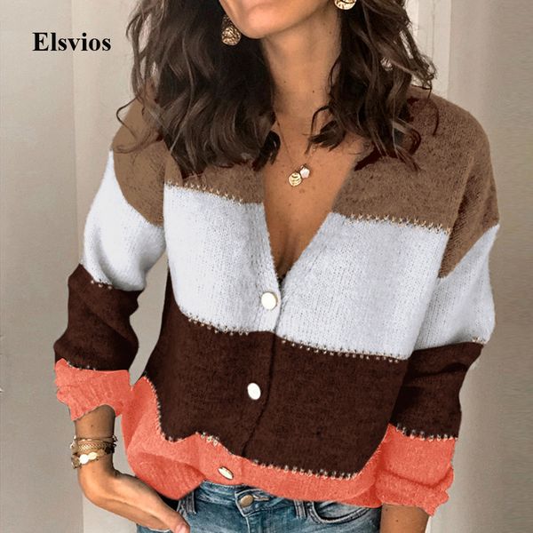 casual autumn long sleeve button sweater women striped patchwork knitted winter elegant hollow out v neck pullover sweaters, White;black
casual autumn long sleeve button sweater women striped patchwork knitted winter elegant hollow out v neck pullover sweaters, White;black