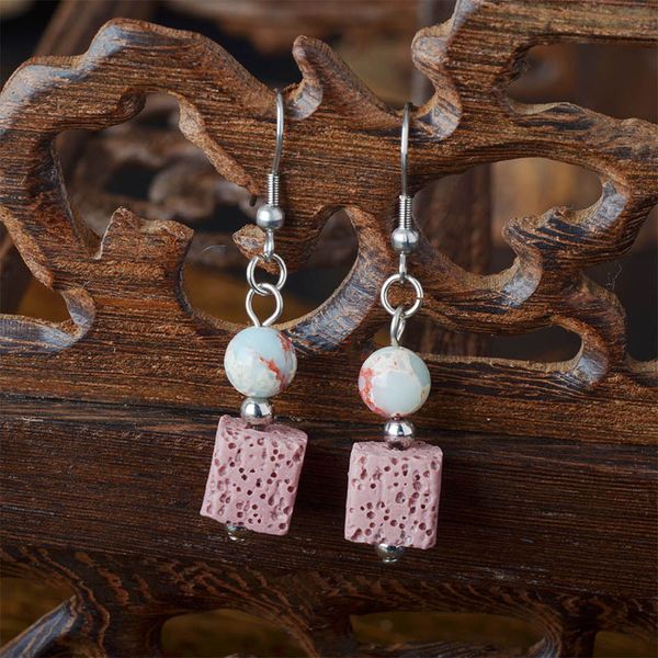 original volcanic stone square bead earrings national style headwear lava earrings retro style classic agate earrings, Silver
original volcanic stone square bead earrings national style headwear lava earrings retro style classic agate earrings, Silver