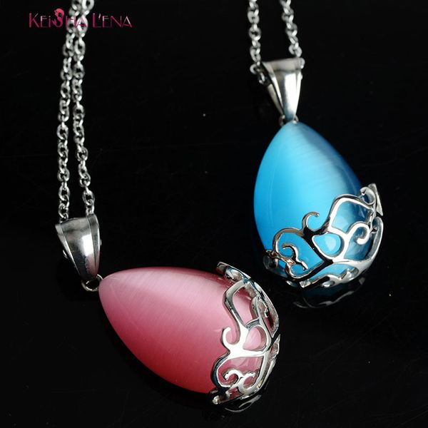 big stone stainless steel necklace for women artificial opal gem pendant clavicle necklaces valentine's day gift card jewelry, Silver
big stone stainless steel necklace for women artificial opal gem pendant clavicle necklaces valentine's day gift card jewelry, Silver