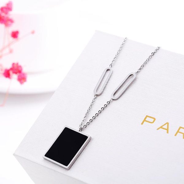 chains square pendants women big black shell trendy geometric long chain stainless steel necklace pendant for jewelry, Silver
chains square pendants women big black shell trendy geometric long chain stainless steel necklace pendant for jewelry, Silver