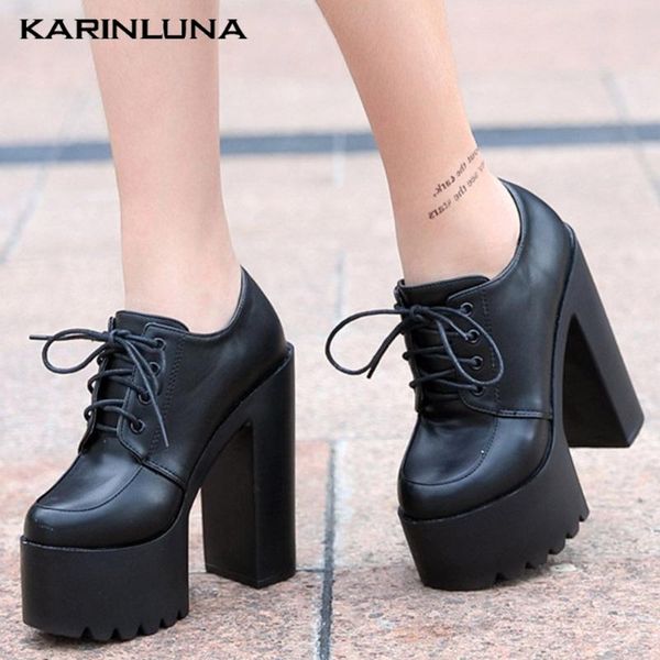 karin new platform lace up spuer high heels shoes fashion ankle boots women booties, Black