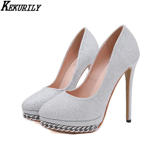 big size pump women high heels shoes chain platform slide bling round toe pumps slip on shallow stilettos zapatos de mujer, Black
big size pump women high heels shoes chain platform slide bling round toe pumps slip on shallow stilettos zapatos de mujer, Black