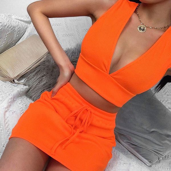 women's tracksuits summer women two piece set orange vest short skirt suit deep v-neck lace up bodycon club sport suits, Gray
women's tracksuits summer women two piece set orange vest short skirt suit deep v-neck lace up bodycon club sport suits, Gray