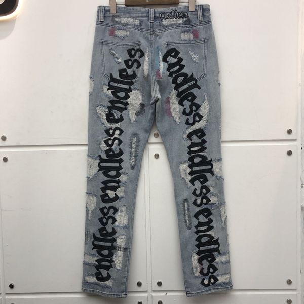 men's jeans men women high-quality hip hop denim pants embroidered letters logo hole streetwear, Blue
men's jeans men women high-quality hip hop denim pants embroidered letters logo hole streetwear, Blue