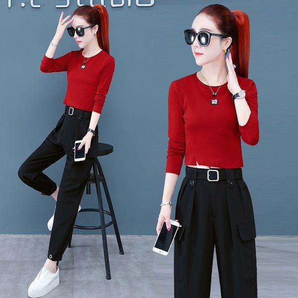 fashion casual suit women's 2020 autumn new long-sleeved t-shirt + large pocket tooling pants aging two-piece suit fashion overalls t-s, Gray
fashion casual suit women's 2020 autumn new long-sleeved t-shirt + large pocket tooling pants aging two-piece suit fashion overalls t-s, Gray