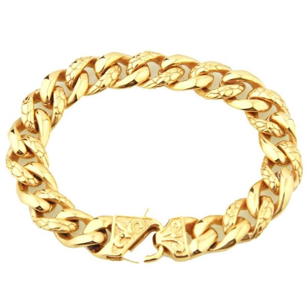 link, chain 13mm men's bracelet gold color stainless steel biker curb bracelets bangles men hip hop cuban link jewelry, Black
link, chain 13mm men's bracelet gold color stainless steel biker curb bracelets bangles men hip hop cuban link jewelry, Black