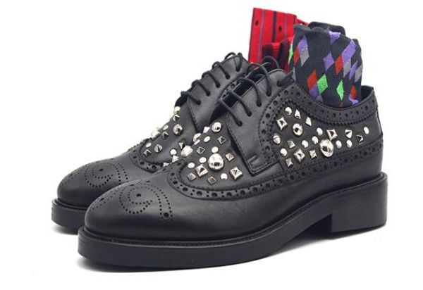 high carved formal shoes for men lace up rivet brogue shoes genuine leather party fashion handmade business men, Black
high carved formal shoes for men lace up rivet brogue shoes genuine leather party fashion handmade business men, Black