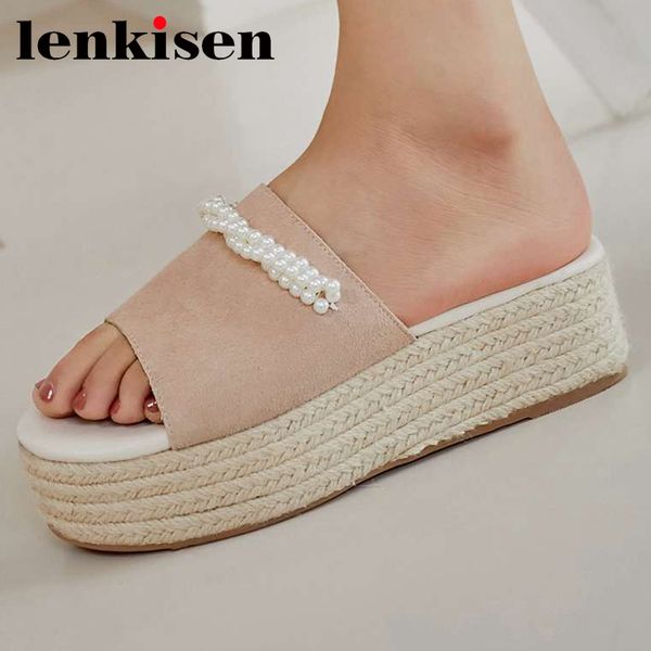 lenkisen cow suede peep toe straw thick bottom platform pearl decorations french romantic beauty lady leisure sandals women l36, Black
lenkisen cow suede peep toe straw thick bottom platform pearl decorations french romantic beauty lady leisure sandals women l36, Black
