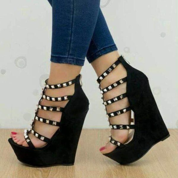 sandals women summer high heels wedges shoes woman gladiator pu leather platform rivets sandalias mujer sapato feminino d1075, Black
sandals women summer high heels wedges shoes woman gladiator pu leather platform rivets sandalias mujer sapato feminino d1075, Black