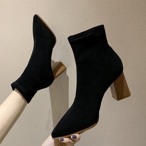 women's calf-high boots woman winter shoes women flock square high heels pointed toe slip on warm shoe female elegant ladies new, Black
women's calf-high boots woman winter shoes women flock square high heels pointed toe slip on warm shoe female elegant ladies new, Black