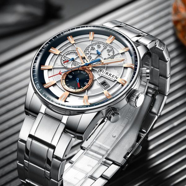 new men watches curren brand chronograph quartz watch men stainless steel waterproof sports clock watches business reloj hombre, Slivery;brown
new men watches curren brand chronograph quartz watch men stainless steel waterproof sports clock watches business reloj hombre, Slivery;brown
