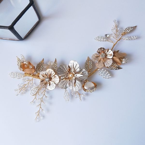 handmade gold flower headpiece women hairpins headband bridal hair accessories for wedding, Golden;silver
handmade gold flower headpiece women hairpins headband bridal hair accessories for wedding, Golden;silver