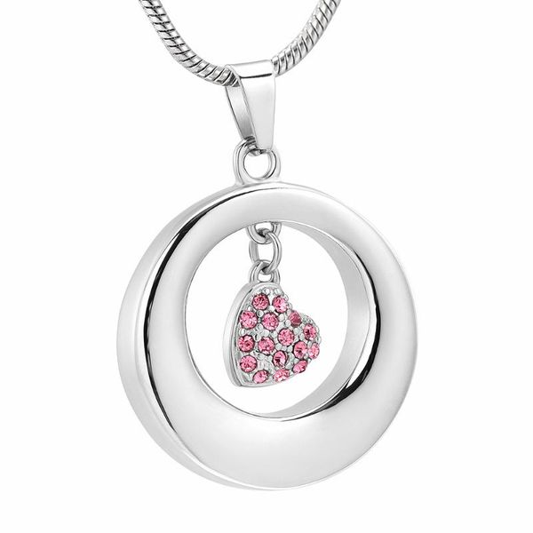 pendant necklaces stainless steel cremation necklace pink crystals in heart charm circle ashes keepsake urn for women, Silver
pendant necklaces stainless steel cremation necklace pink crystals in heart charm circle ashes keepsake urn for women, Silver