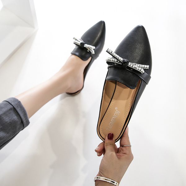 butterfly-knot flats mules women rhinestone slipper pearl pointed toe slides slip on comfortable shoes big size sandalias mujer, Black
butterfly-knot flats mules women rhinestone slipper pearl pointed toe slides slip on comfortable shoes big size sandalias mujer, Black