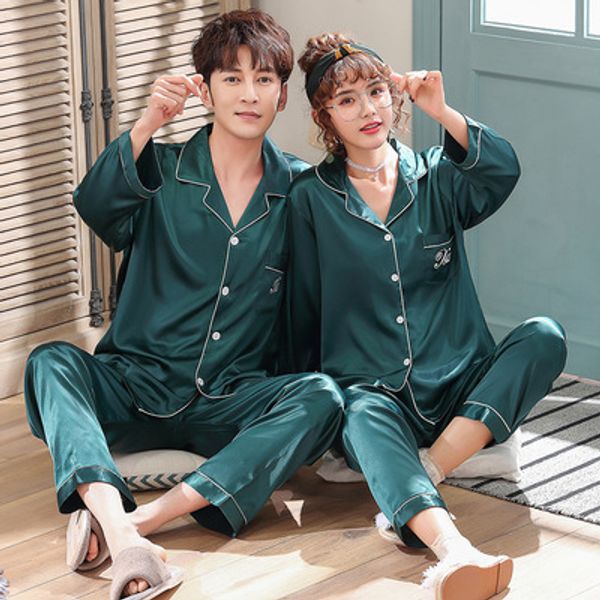 korean couple pajama set satin silk pajama sets couple sleepwear family pijama lover night suit men & women casual home clothing, Black;brown
korean couple pajama set satin silk pajama sets couple sleepwear family pijama lover night suit men & women casual home clothing, Black;brown