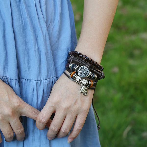charm bracelets 2021 fashion pendant bracelet stone beads multilayer leather punk pulseras for women men, Golden;silver
charm bracelets 2021 fashion pendant bracelet stone beads multilayer leather punk pulseras for women men, Golden;silver