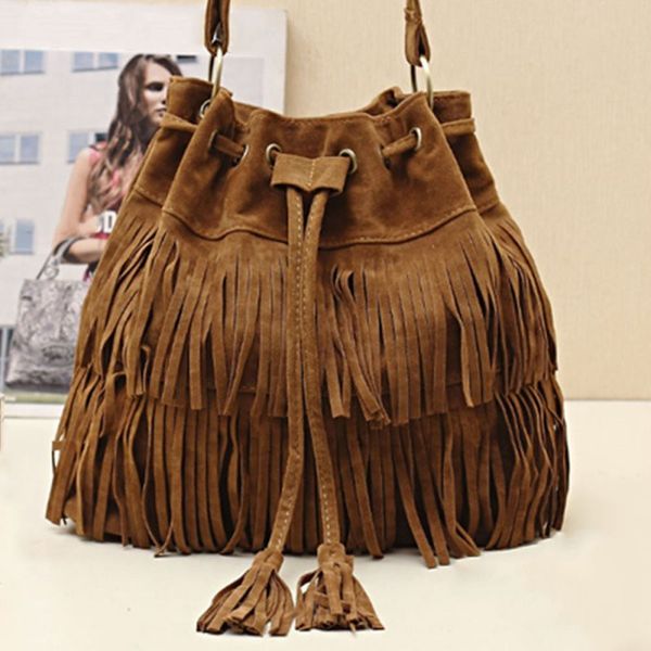 fashion women faux suede fringe drawstring bucket bag solid color vintage tassel crossbody shoulder bags
fashion women faux suede fringe drawstring bucket bag solid color vintage tassel crossbody shoulder bags