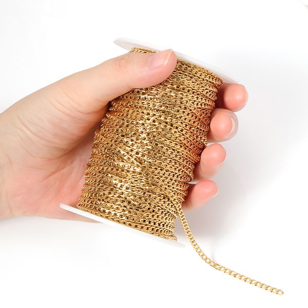 2meters stainless steel gold tone curb link chain 3mm width bulk jewelry chains for diy handmade necklace bracelet making
2meters stainless steel gold tone curb link chain 3mm width bulk jewelry chains for diy handmade necklace bracelet making