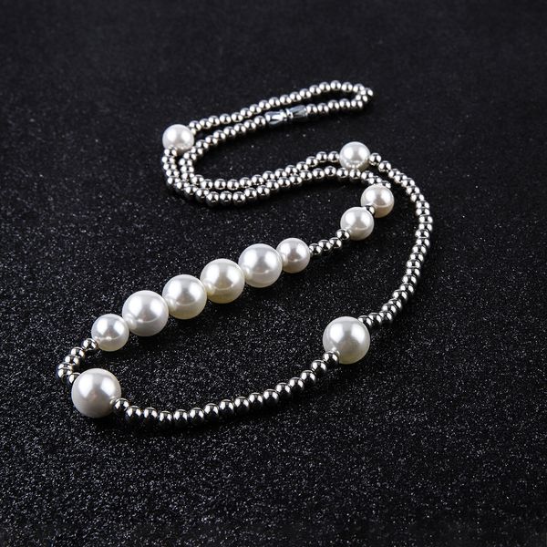 new fashion mens pearl necklace hip hop stainless steel ball beaded necklace jewelry clavicle chain necklace, Silver
new fashion mens pearl necklace hip hop stainless steel ball beaded necklace jewelry clavicle chain necklace, Silver