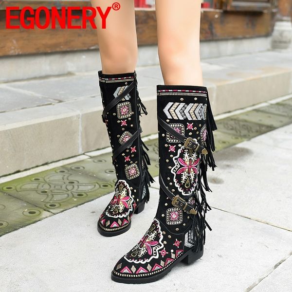 egonery woman shoes winter new fashion embroider cow suede knee high boots outside comfortable round toe plus size ladies shoes, Black
egonery woman shoes winter new fashion embroider cow suede knee high boots outside comfortable round toe plus size ladies shoes, Black