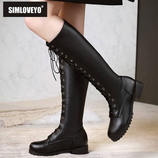 simloveyo winter shoes round toe low heel pu leather lace up knee high botas motorcycle boots for women size 48 black beige
simloveyo winter shoes round toe low heel pu leather lace up knee high botas motorcycle boots for women size 48 black beige