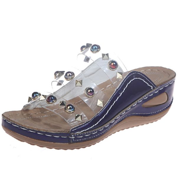women's slippers; new european and american wedge heel sandals rivets rhinestone large size women's shoes; slippers women, Black
women's slippers; new european and american wedge heel sandals rivets rhinestone large size women's shoes; slippers women, Black