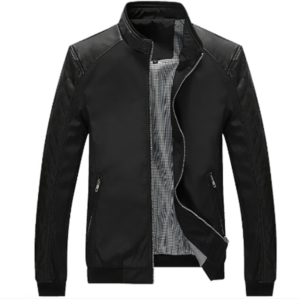 spring autumn new style collar men's thin slim stitching leather casual outwear jacket coat long sleeve zipper parka, Black;brown
spring autumn new style collar men's thin slim stitching leather casual outwear jacket coat long sleeve zipper parka, Black;brown