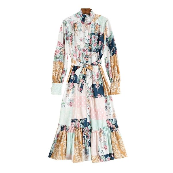 european and american early autumn stand-up collar lantern sleeve floral cardigan holiday long dress, Black
european and american early autumn stand-up collar lantern sleeve floral cardigan holiday long dress, Black