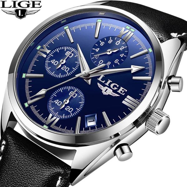 lige 2020 men's waterproof leather sport quartz watches chronograph date fashion casual men's clock, Slivery;brown
lige 2020 men's waterproof leather sport quartz watches chronograph date fashion casual men's clock, Slivery;brown