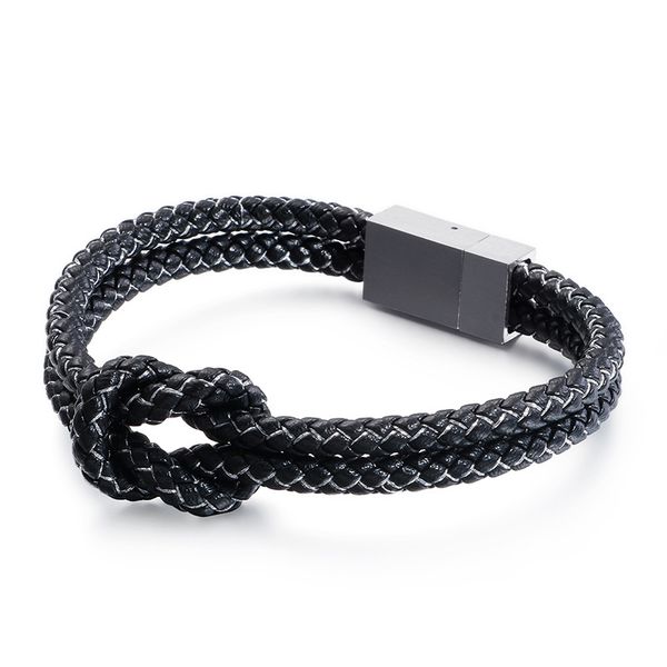 stylish and simple titanium steel men's leather bracelet double-layer design stainless steel leather trend bracelet, Black
stylish and simple titanium steel men's leather bracelet double-layer design stainless steel leather trend bracelet, Black