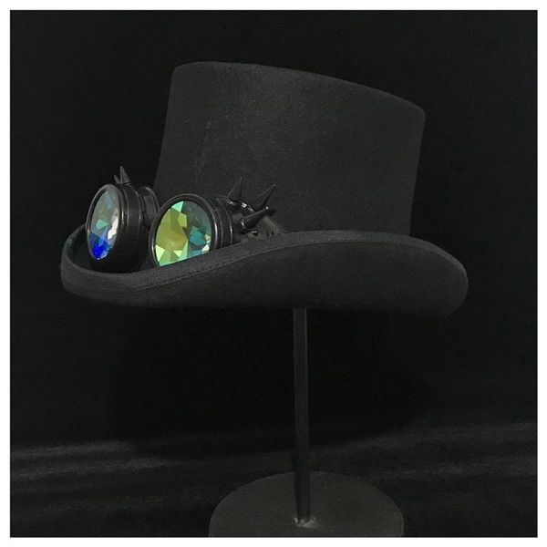 Â steampunk hat women men 100% wool steam punk gear hat millinery fedora goggles party cosplay cap s m xl steampunk, Blue;gray
 steampunk hat women men 100% wool steam punk gear hat millinery fedora goggles party cosplay cap s m xl steampunk, Blue;gray