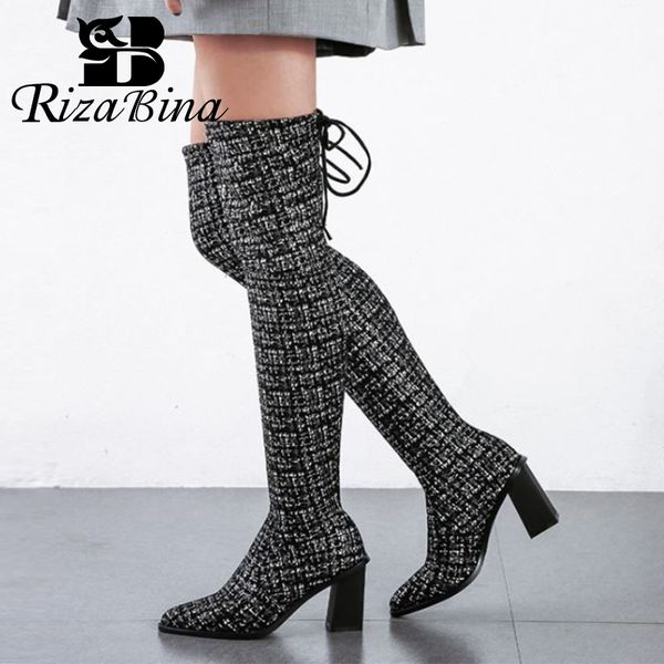rizabina women over the knee high boots fashion thick heel bling stretch boots women shoes outdoor female footwear size 34-43, Black 
rizabina women over the knee high boots fashion thick heel bling stretch boots women shoes outdoor female footwear size 34-43, Black