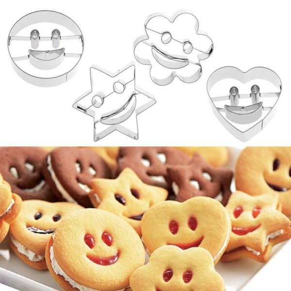 4 piece smiley stainless steel cookie cutter biscuit mold fondant cake mold baking tools
4 piece smiley stainless steel cookie cutter biscuit mold fondant cake mold baking tools