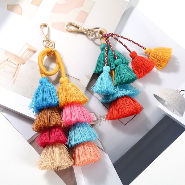 colorful boho pom pom tassel bag charm key chain, Silver
colorful boho pom pom tassel bag charm key chain, Silver