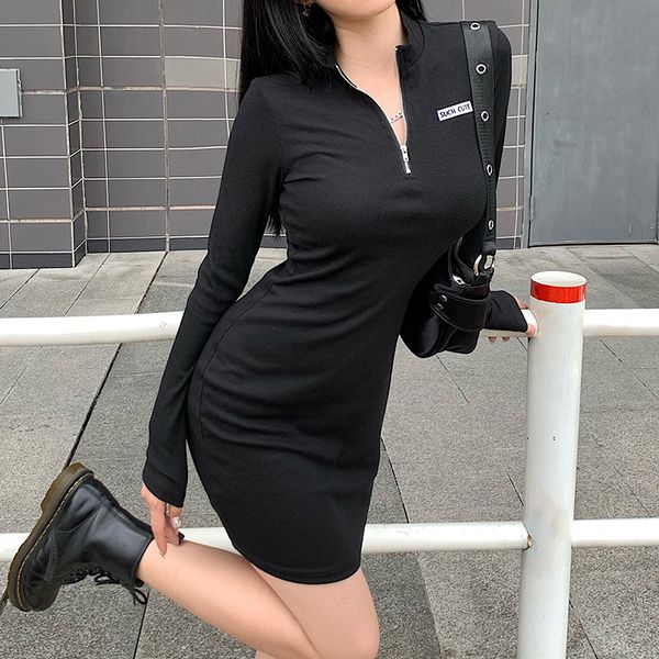 black zipper turn-down collar dress women autumn knitting fashion long sleeves bodycon solod color package hip dress streetwear, Black;gray
black zipper turn-down collar dress women autumn knitting fashion long sleeves bodycon solod color package hip dress streetwear, Black;gray