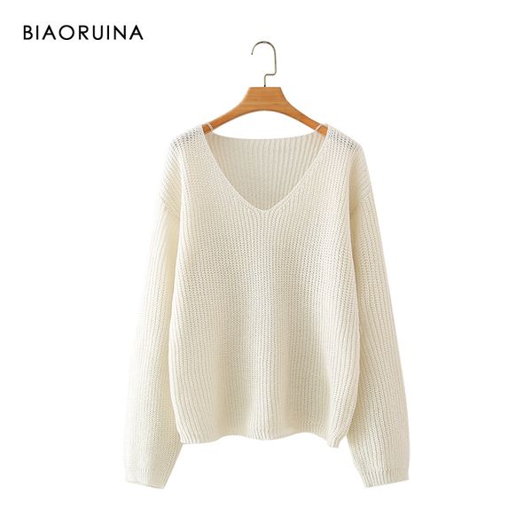 women's sweaters biaoruina basic solid color all-match v-neckcardigan women autumn winter fashion knitted pullover, White;black
women's sweaters biaoruina basic solid color all-match v-neckcardigan women autumn winter fashion knitted pullover, White;black