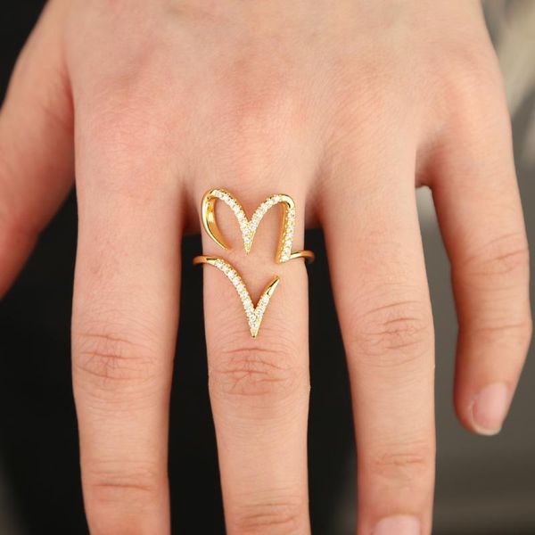 korean style gifts for women open heart rings minimalsit gold color with clear zircon engagement ring for women adjustable size, Golden;silver
korean style gifts for women open heart rings minimalsit gold color with clear zircon engagement ring for women adjustable size, Golden;silver