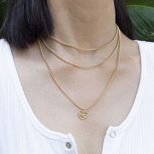 pendant necklaces vintage multilayer chains necklace simple temperament love heart women geometric clavicle jewelry, Silver
pendant necklaces vintage multilayer chains necklace simple temperament love heart women geometric clavicle jewelry, Silver