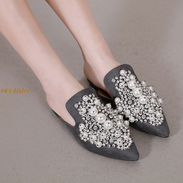 slippers 2021 summer women's fashion pointed crystal pearl baotou flat mules outdoor comfortable, Black
slippers 2021 summer women's fashion pointed crystal pearl baotou flat mules outdoor comfortable, Black