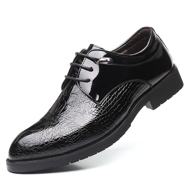 dress shoes british business mens leather ofords flats pointed toe men, Black