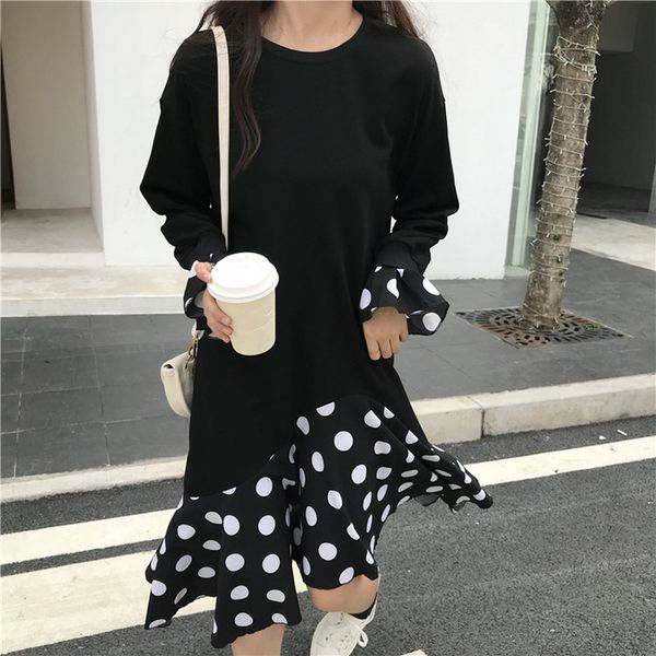 autumn women black oversize dress polka dot patchwork design one piece woman petal cuff design calf length dresses plus size new, Black;gray
autumn women black oversize dress polka dot patchwork design one piece woman petal cuff design calf length dresses plus size new, Black;gray